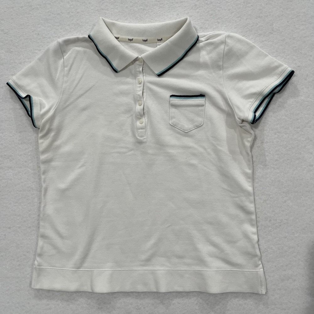 Vintage Liz Golf Polo Shirt 90s Size M White Preppy Y2K Baby Tee Short Sleeve